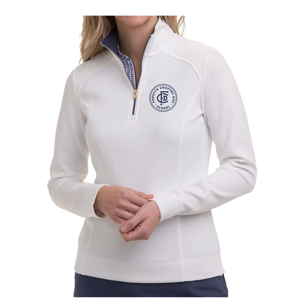 Ladies 1/4 Zip Wells Pullover with FCD Monogram