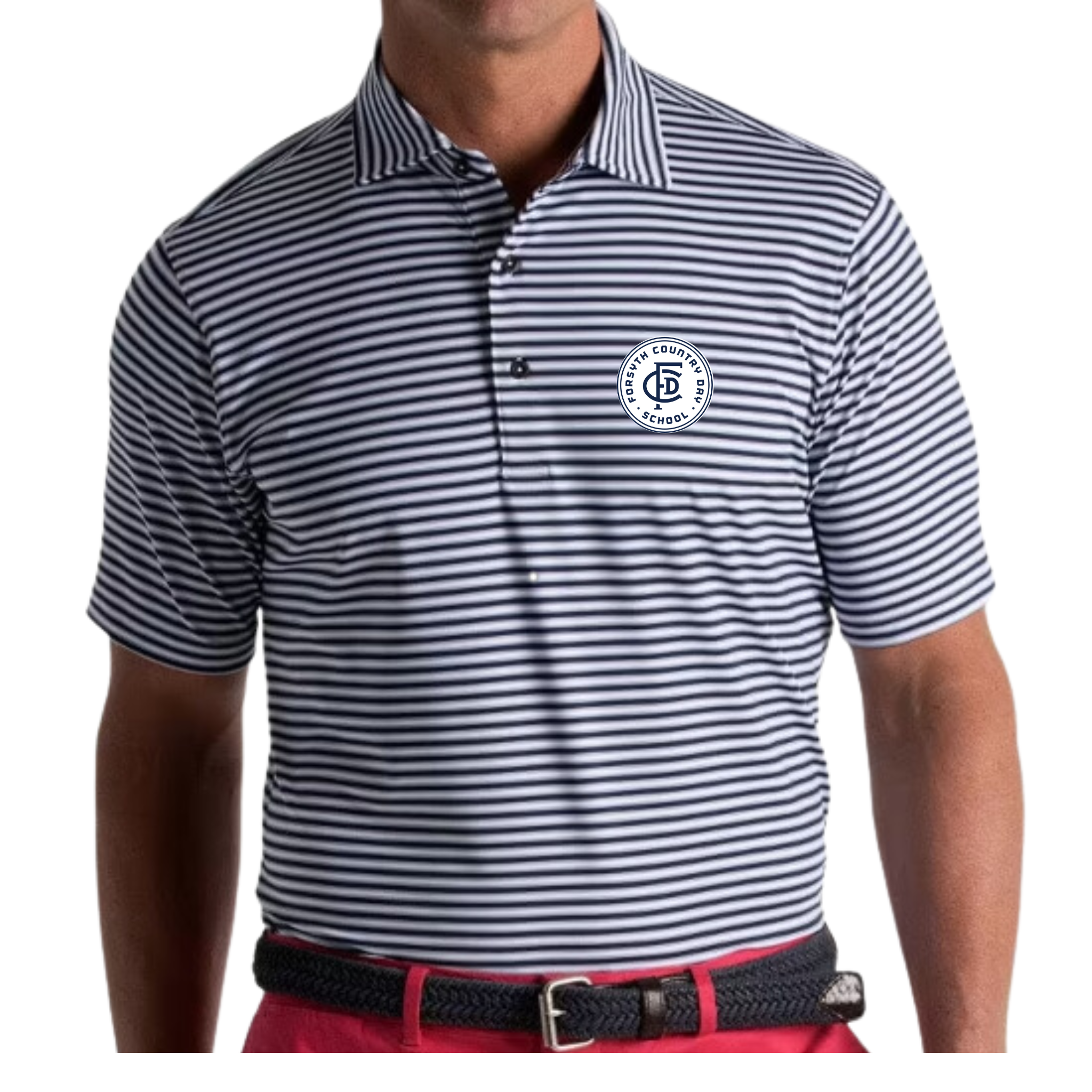 Men's Aspen Stripe Polo Shirt with FCDS Badge