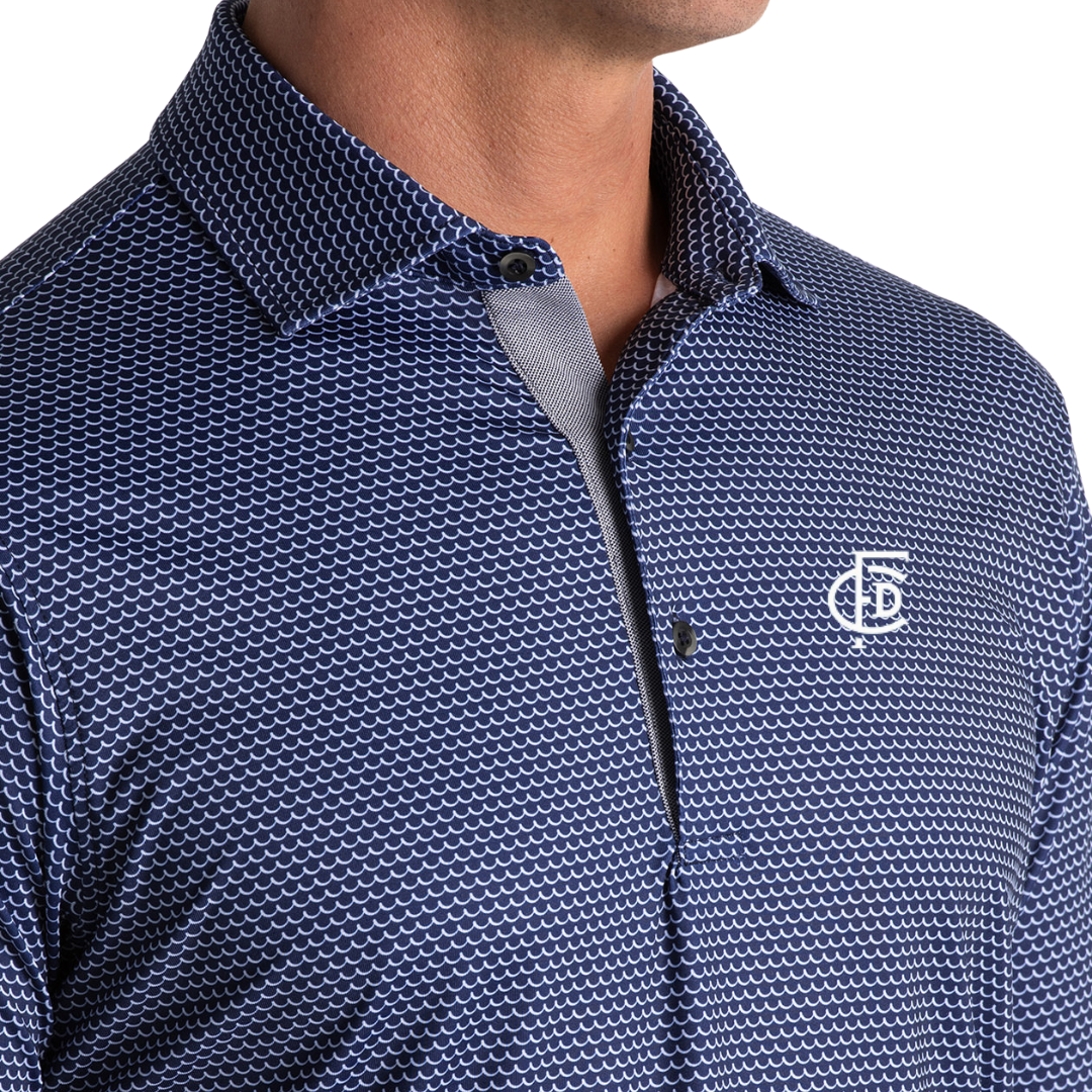 Men's Wave Print Polo with Monogram