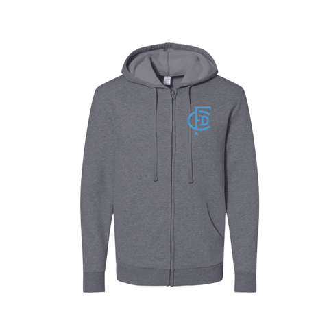 Adult Full Zip Hoodie  with  FCD Monogram & Badge on Back