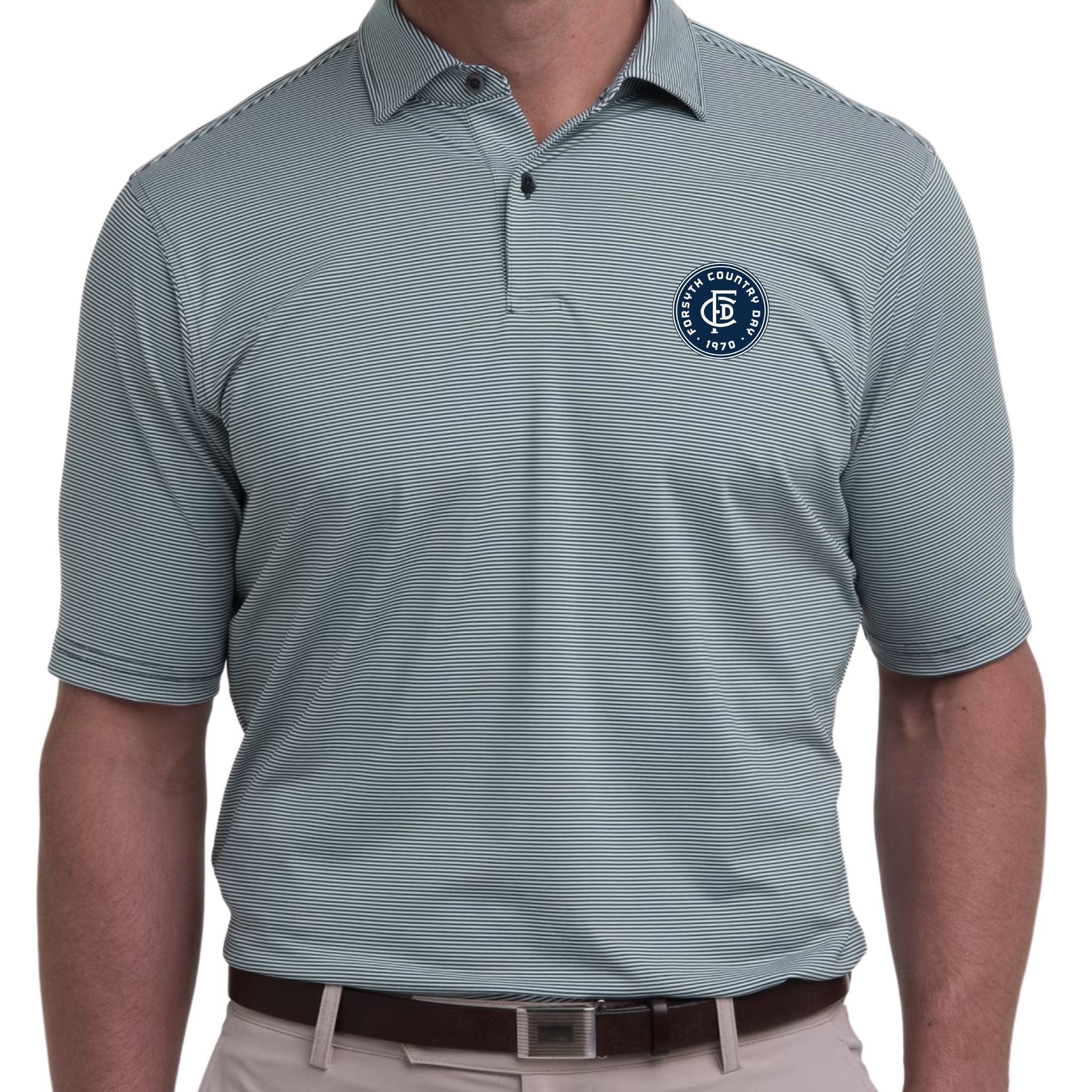 Men's Mini Stripe Polo Shirt with FCDS Monogram/Badge